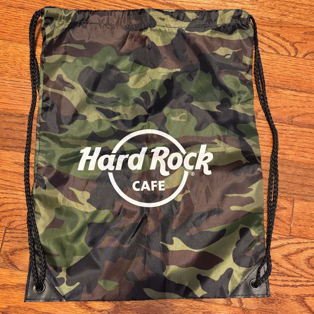 Hard Rock Cafe Camouflage Drawstring Lightweight Backpack Bag